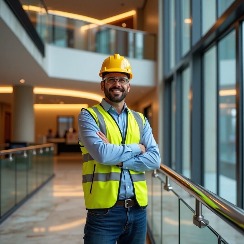 Engineer in safety gear representing collaboration in stainless steel fabrication.